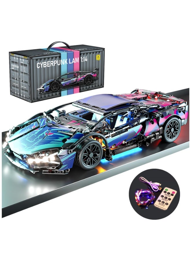 غنافوتو كتل السيارات الرياضية مجموعة الكبار، سباق السيارات مع مصابيح LED يمكن جمع 1: 14 MOC نموذج الهندسة لعبة عيد الميلاد هدية الفتيان صديق الفتيان المراهقين الذين تتراوح أعمارهم بين 8 سنوات (1314) - Image 1