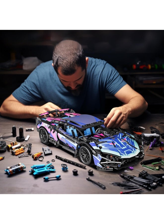 غنافوتو كتل السيارات الرياضية مجموعة الكبار، سباق السيارات مع مصابيح LED يمكن جمع 1: 14 MOC نموذج الهندسة لعبة عيد الميلاد هدية الفتيان صديق الفتيان المراهقين الذين تتراوح أعمارهم بين 8 سنوات (1314) - Image 5