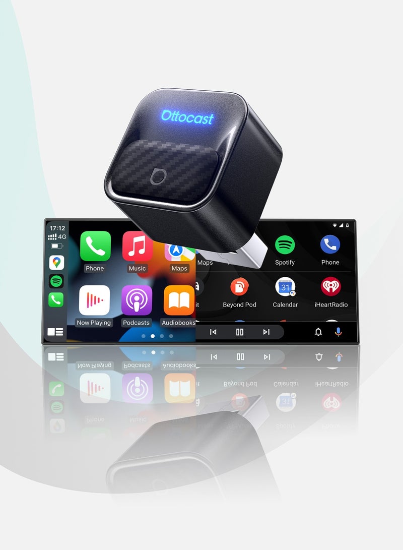 Ottocast Mini Cube 3.0 Mini Pico Core Wireless CarPlay & Android Auto Adapter, One-Touch Device Switching, WiFi 6 & Bluetooth 5.4 Ultra-Fast Connection, Plug & Play - Image 1