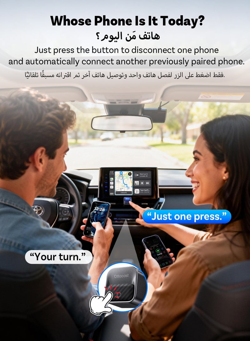 Ottocast Mini Cube 3.0 Mini Pico Core Wireless CarPlay & Android Auto Adapter, One-Touch Device Switching, WiFi 6 & Bluetooth 5.4 Ultra-Fast Connection, Plug & Play - Image 4