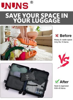 UNUNS Packing Cubes,8 Pack Travel Luggage Organizers Storage Bags For Travel,Various Sizes Packing Cubes For Suitcases,Travel Accessories Essentials,Light Travel Cubes For Carry On Suitcases,Black  - Image 3