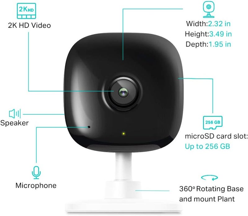 Kasa Smart كاميرا أمان داخلية 2K QHD، كشف حركة/صوت بكاء شخص/طفل، صوت ثنائي الاتجاه، رؤية ليلية حتى 30 قدم، تخزين سحابي/بطاقة SD (حتى 256 جيجابايت)، متوافقة مع أليكسا وGoogle Home (KC400) - Image 2