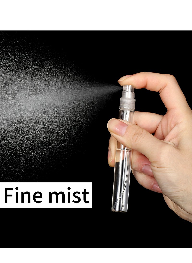 70PC Mini Spray Bottles 10ml Clear Glass Perfume Bottles Refillable Fine Mist Spray Bottles，transparent perfume glass bottle sample bottle, perfume cosmetic water spray bottle, reusable perfume sample spray container, travel size empty spray bottle. - Image 4
