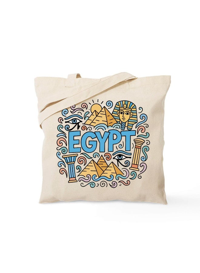 We Print, Your Gift Egyptian Pharaonic Canvas Tote Bag | 40×40 cm | Durable Off-White Cotton Canvas | Ancient Egypt Design - Image 1