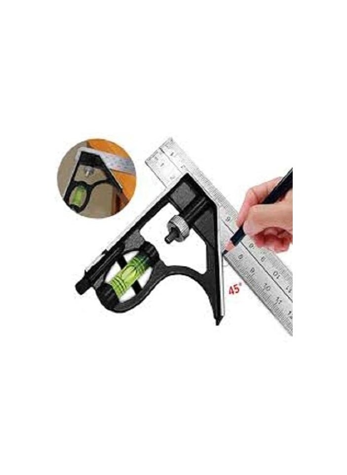 Generic - Stainless Steel Combination Ruler – Multi-Tool Square with Metric & Imperial Scales – Level, Depth Gauge, Height Gauge, Scriber – Marking & Measuring Tool for Carpentry, DIY & Engineering - Image 1