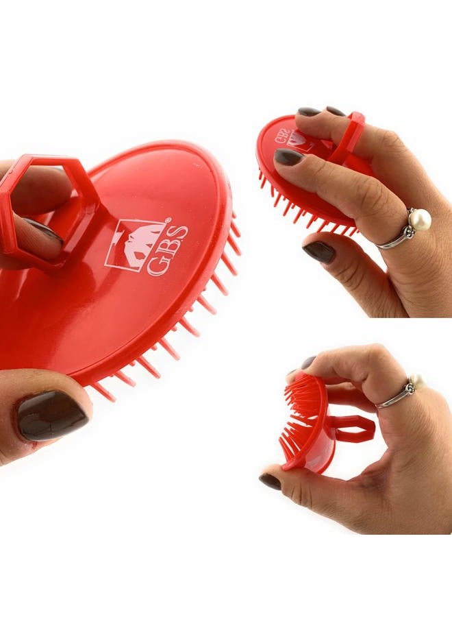 G.B.S Red Scalp Massager Shampoo Brush for Deep Cleaning Men's Hand Brush Plastic Growth Beard Brush Pet Grooming Round Palm Brush - Image 4