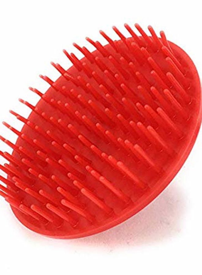 G.B.S Red Scalp Massager Shampoo Brush for Deep Cleaning Men's Hand Brush Plastic Growth Beard Brush Pet Grooming Round Palm Brush - Image 2