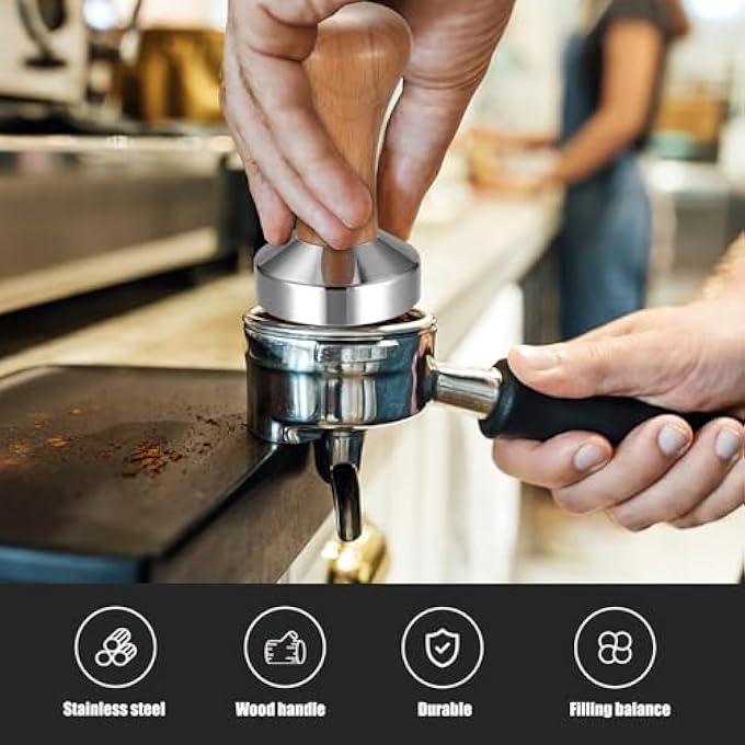 BIGTHREE Coffee Tamper 51Mm Espresso Press Barista Tamper Espresso Coffee Tamper With Stainless Steel Base  Wooden Handle For Coffee Grounds Barista Espresso Machines Accessories - Image 5