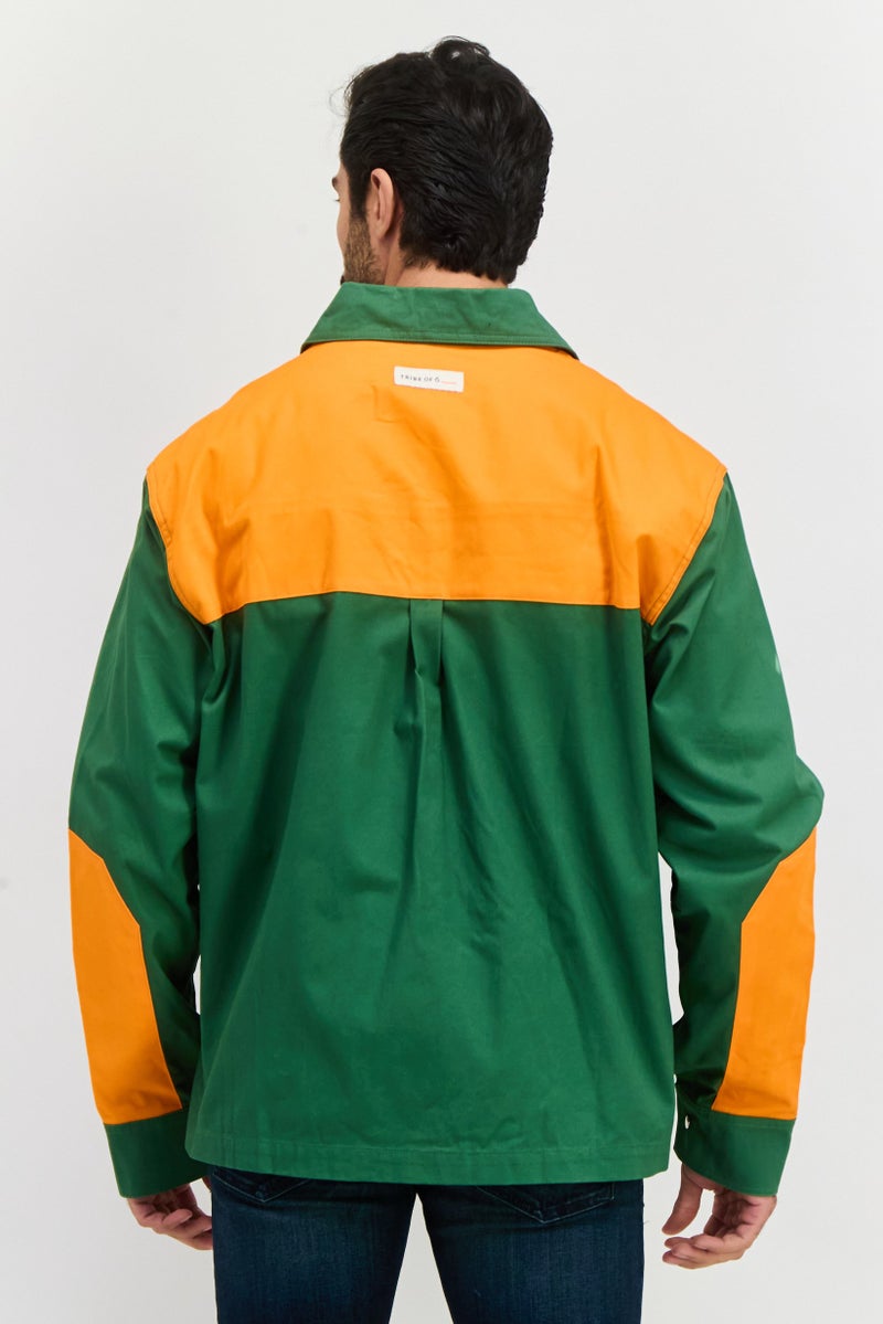 TRIBE OF 6 Men Two Tone Jacket Shirt, Green - Image 3