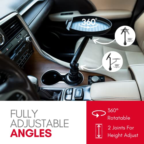 Macally Cup Holder Tray for Car - Adjustable Car Tray Table - Perfect Car Food Tray for Eating with Phone Slot and Swivel Arm - Car Organizer - Image 4
