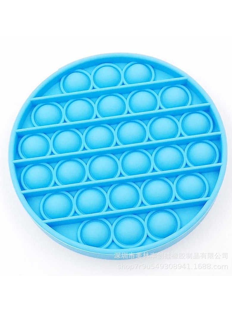Push Pop Bubble Sensory Fidget Toy, Stress Relieve Sensory Decompression Toys, Portable Pressure Silicone Squeeze Sensory Toys For Kids And Adults, (round blue)