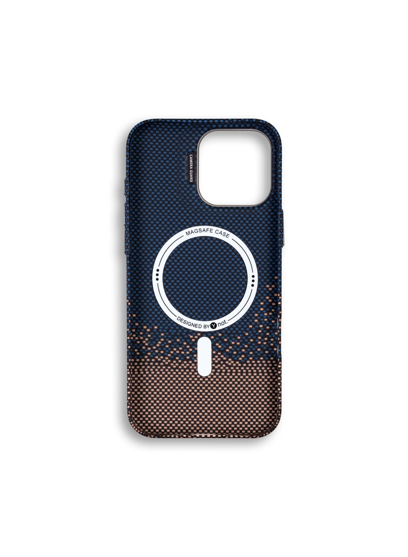 YNOT iPhone 16 Kevlar Fiber Case with MagSafe and Stand - Blue & Brown - Image 4