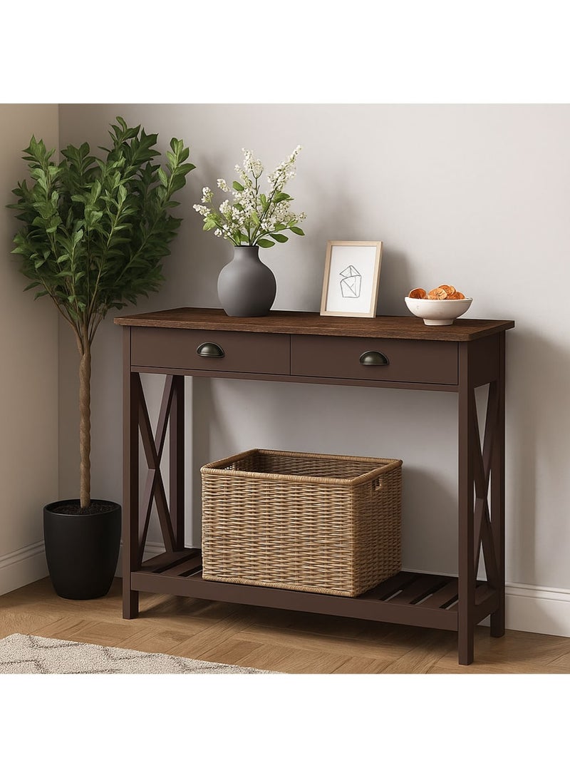 إيه جي دي طاولة جانبية عصرية، لغرفة المعيشة والمدخل، مع دعامات ثابتة على شكل X، تصميم ريفي عتيق - Image 4