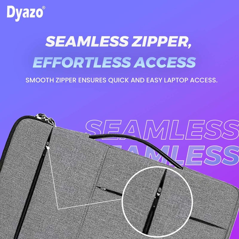 Dyazo 15" to 15.6 Inch Laptop Sleeve/Cover with Handle & Two Front Accessories Pockets Compatible for Apple, Dell, Lenovo, Asus, Hp, Samsung, Mi, MacBook and Other Notbooks (Grey) - Image 5