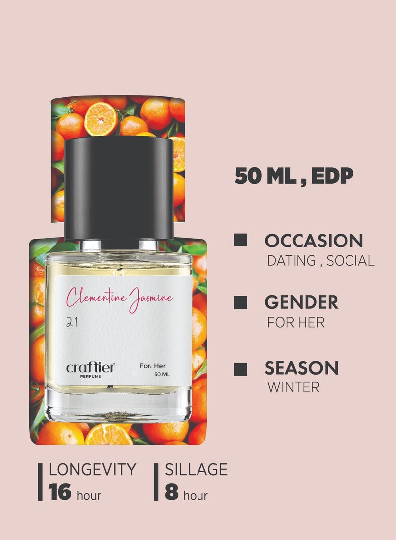 Craftier Perfume CLEMENTINE JASMINE - Inspired of-CINEMA, Eau De Parfum for Women - 50ml, Long Lasting Floral Fragrance Upto 16 Hrs, Travel Size Women's Perfume - Image 4