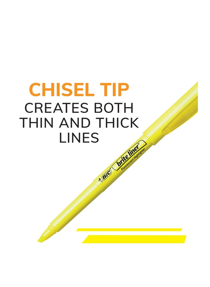Bic BIC Brite Liner Highlighters, Chisel Tip, 5-Count Pack of Highlighters Assorted Colors, Ideal Highlighter Set for Organizing and Coloring  - Image 2