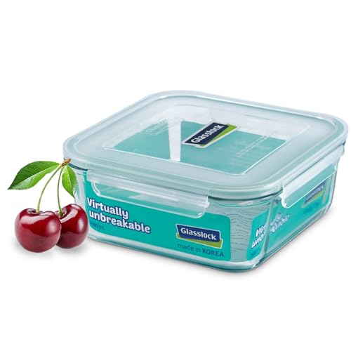 Glasslock Korea Tempered Glass Container, 2600 ml, Square - Microwave Safe Food Storage Box with Lid, Airtight - Classic Type Kitchen Jar, Fridge Safe - Image 1