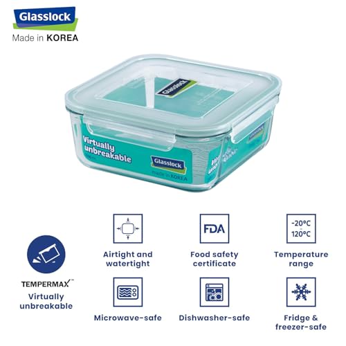 Glasslock Korea Tempered Glass Container, 2600 ml, Square - Microwave Safe Food Storage Box with Lid, Airtight - Classic Type Kitchen Jar, Fridge Safe - Image 3