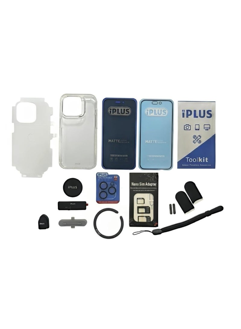 iplus 14-in-1 Ultimate Protection Kit for iPhone 17 Pro Max – 360° Full Body Shield | Shockproof & Anti-Scratch | Privacy & Camera Protection | MagSafe Compatible + Mobile Gaming Accessories - Image 2