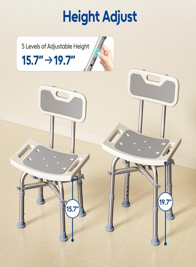 Bluelog Shower Chair with Back for Elderly and Disabled, Shower Seat Bench Stool, Adjustable Height, 500 lbs Capacity, FSA/HSA Eligible, Rectangular - Image 5
