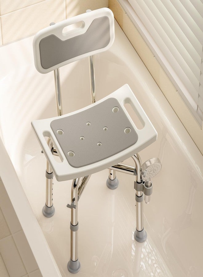 Bluelog Shower Chair with Back for Elderly and Disabled, Shower Seat Bench Stool, Adjustable Height, 500 lbs Capacity, FSA/HSA Eligible, Rectangular - Image 1