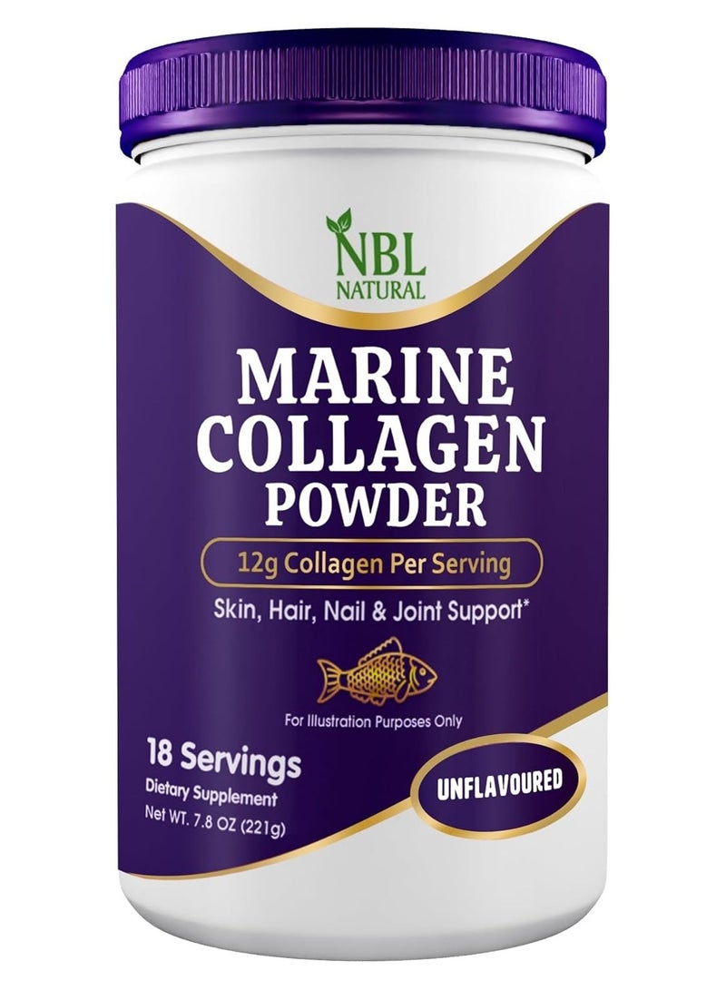 أن بي أل ناتشورال Marine Collagen Powder, Unflavoured, 12g Collagen Per Serving, 221g, 18 Servings - Image 1