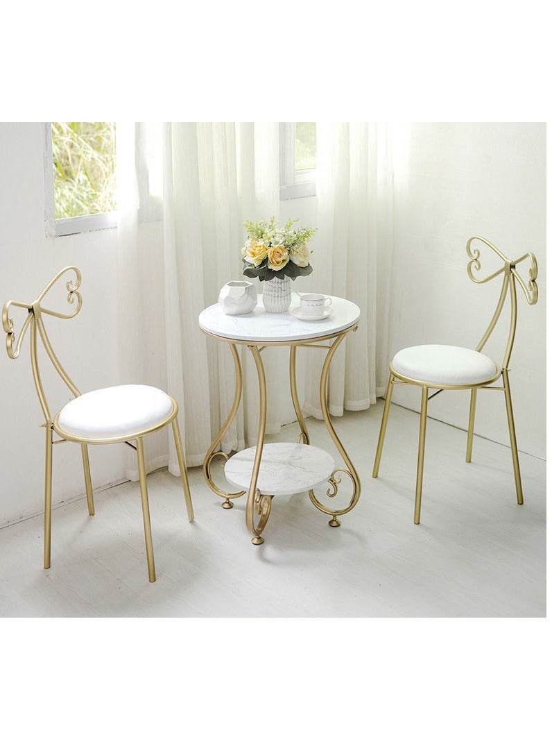 fashionhome Premium Two Tier Luxury Marble Top Coffee End Table with Metal Frame  - Image 5