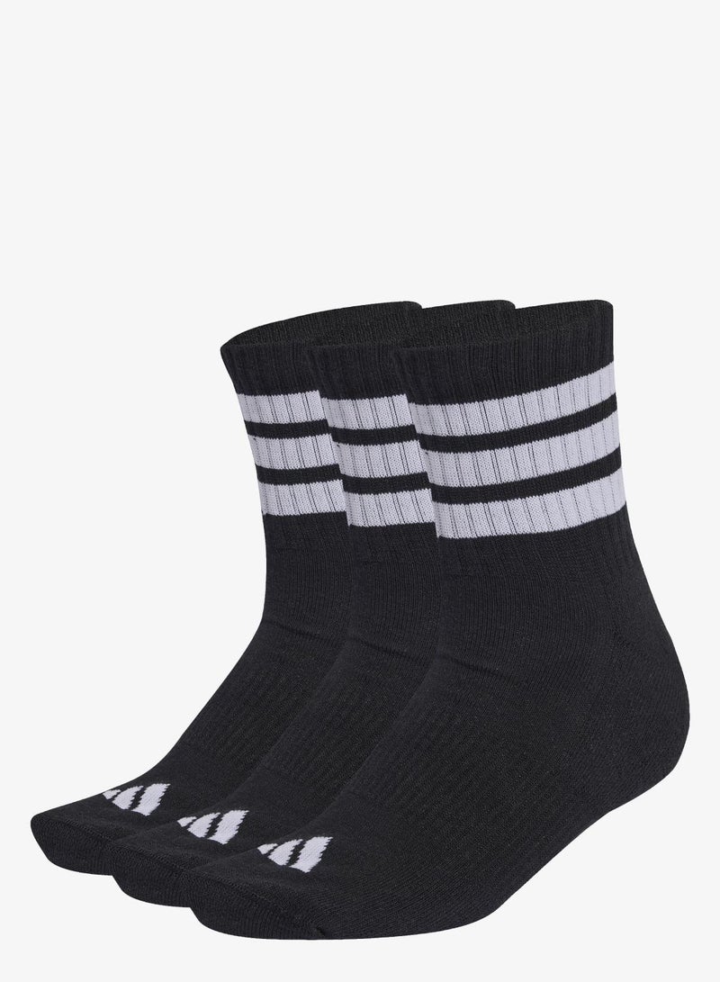 اديداس ثلاثة أزواج من جوارب 3 STRIPES CUSHIONED SPORTSWEAR MID CUT - Image 1