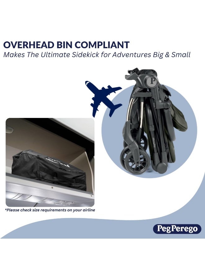 Peg Perego Volo - Lightweight Travel Stroller - Overhead bin Compatible - from Birth up to 50 lbs. -Blue Shine (Blue & Copper) - Image 4