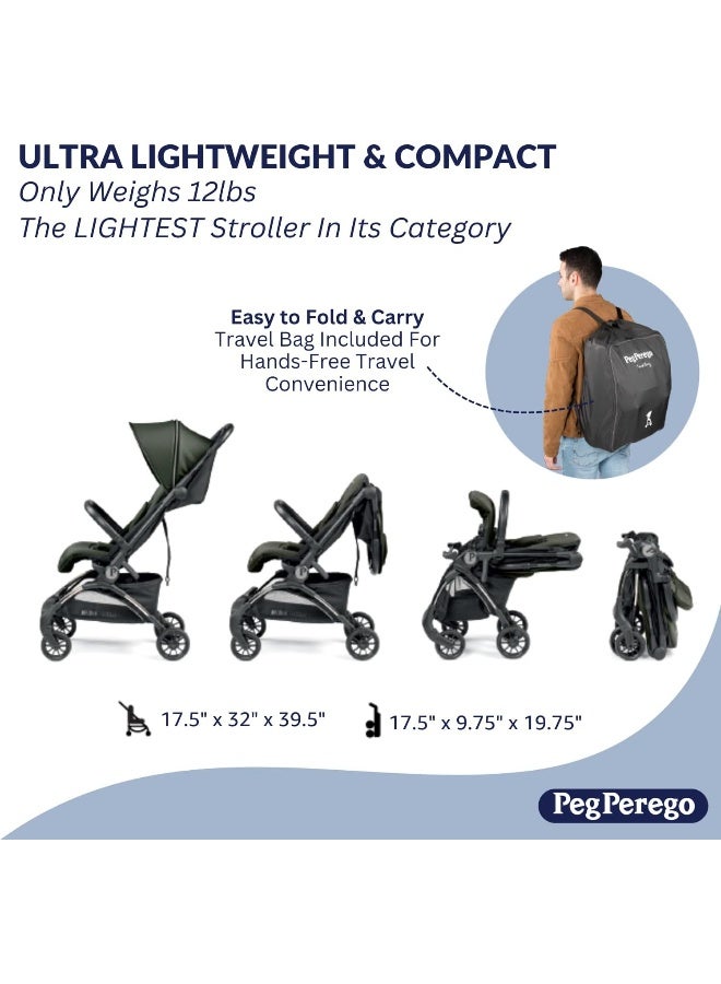 Peg Perego Volo - Lightweight Travel Stroller - Overhead bin Compatible - from Birth up to 50 lbs. -Blue Shine (Blue & Copper) - Image 3
