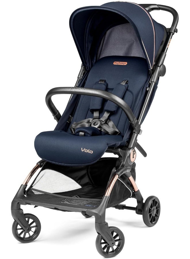 Peg Perego Volo - Lightweight Travel Stroller - Overhead bin Compatible - from Birth up to 50 lbs. -Blue Shine (Blue & Copper) - Image 1