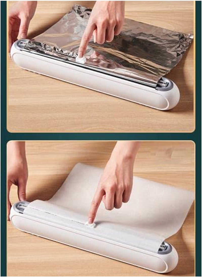 Generic Magnetic Reusable Plastic Wrap Dispenser with Slide Cutter and Storage Rack for Cling Film and Foil  - Image 4