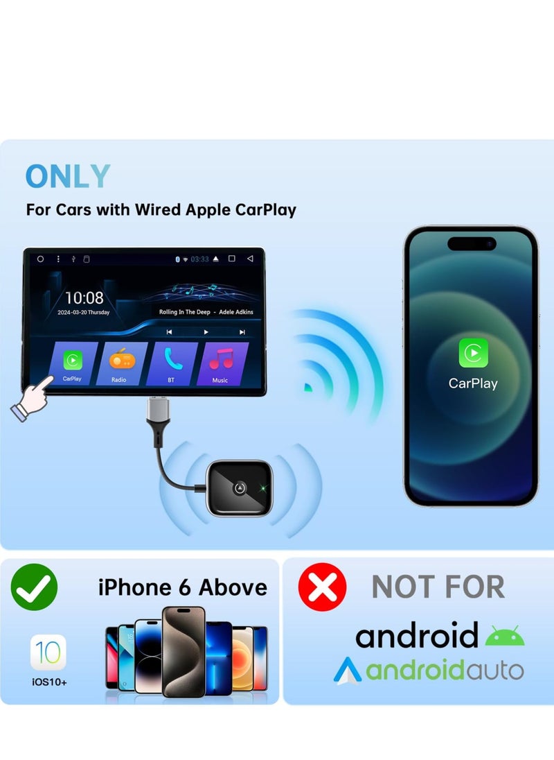 Generic Wireless CarPlay Adapter 2024 for Apple CarPlay, Easy to Upgrade Wired CarPlay to Wireless, Instant Connectivity, Super Mini Car Play Dongle for iPhone, Fit for Cars with Built-in CarPlay  - Image 2