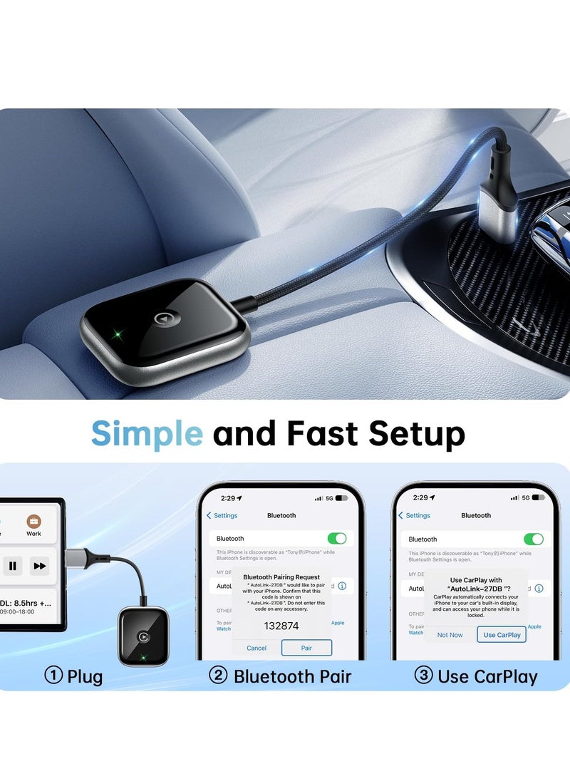 Generic Wireless CarPlay Adapter 2024 for Apple CarPlay, Easy to Upgrade Wired CarPlay to Wireless, Instant Connectivity, Super Mini Car Play Dongle for iPhone, Fit for Cars with Built-in CarPlay  - Image 5