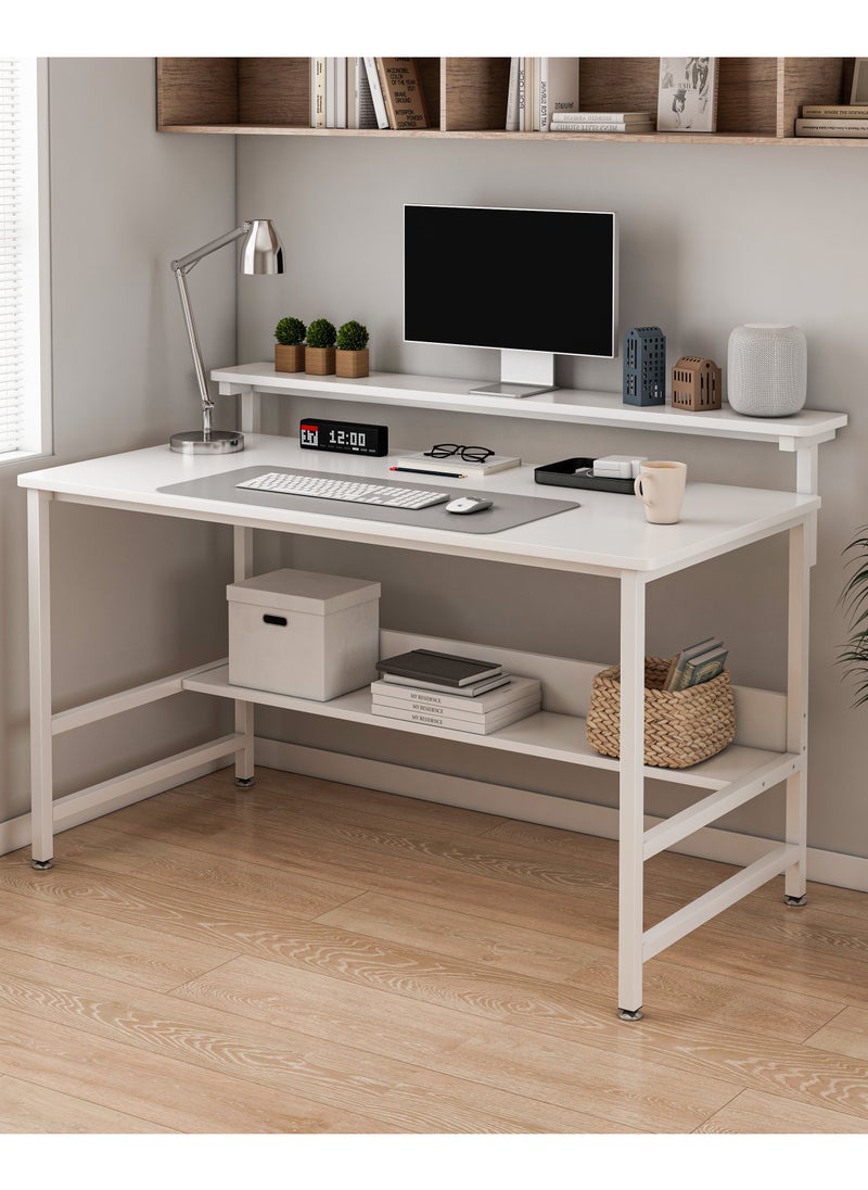 Lafulaifu Gaming Desk with Storage Layer Computer Desk  Home Office Small Desk with Monitor Stand, 3 Height Adjustable Monitor Rack Writing Desk  - Image 2