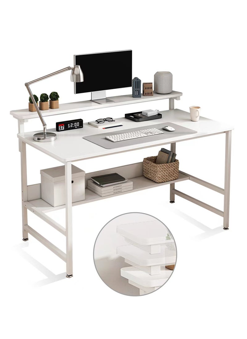 Lafulaifu Gaming Desk with Storage Layer Computer Desk  Home Office Small Desk with Monitor Stand, 3 Height Adjustable Monitor Rack Writing Desk  - Image 5