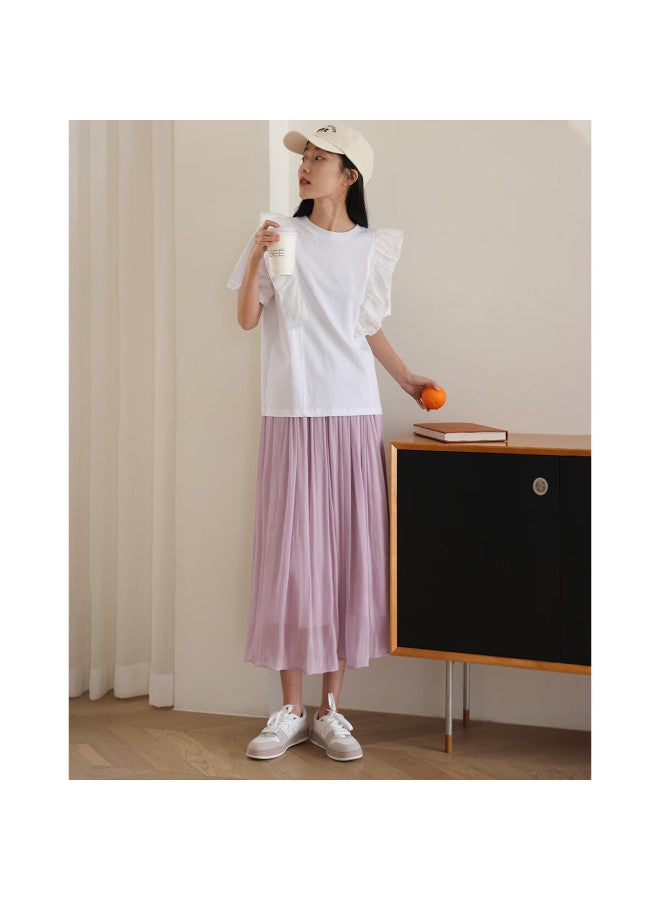 Dme "Flowing Light Pleated Skirt" ستايل ربيعي إنترنت مشهور خصر مرن Flowing Light Pleated Umbrella Skirt للنساء - Image 4