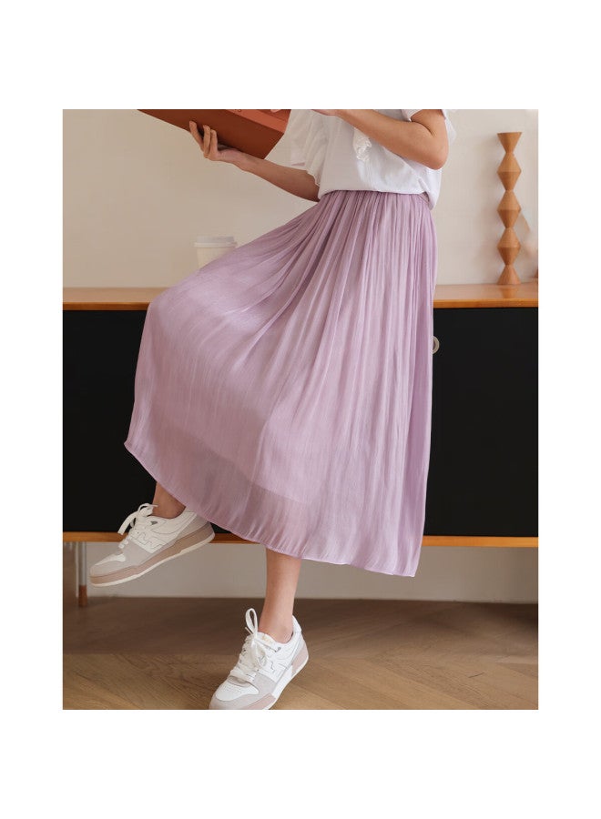 Dme "Flowing Light Pleated Skirt" ستايل ربيعي إنترنت مشهور خصر مرن Flowing Light Pleated Umbrella Skirt للنساء - Image 1