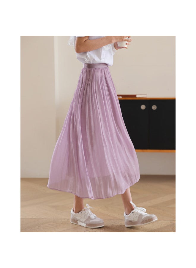 Dme "Flowing Light Pleated Skirt" ستايل ربيعي إنترنت مشهور خصر مرن Flowing Light Pleated Umbrella Skirt للنساء - Image 2