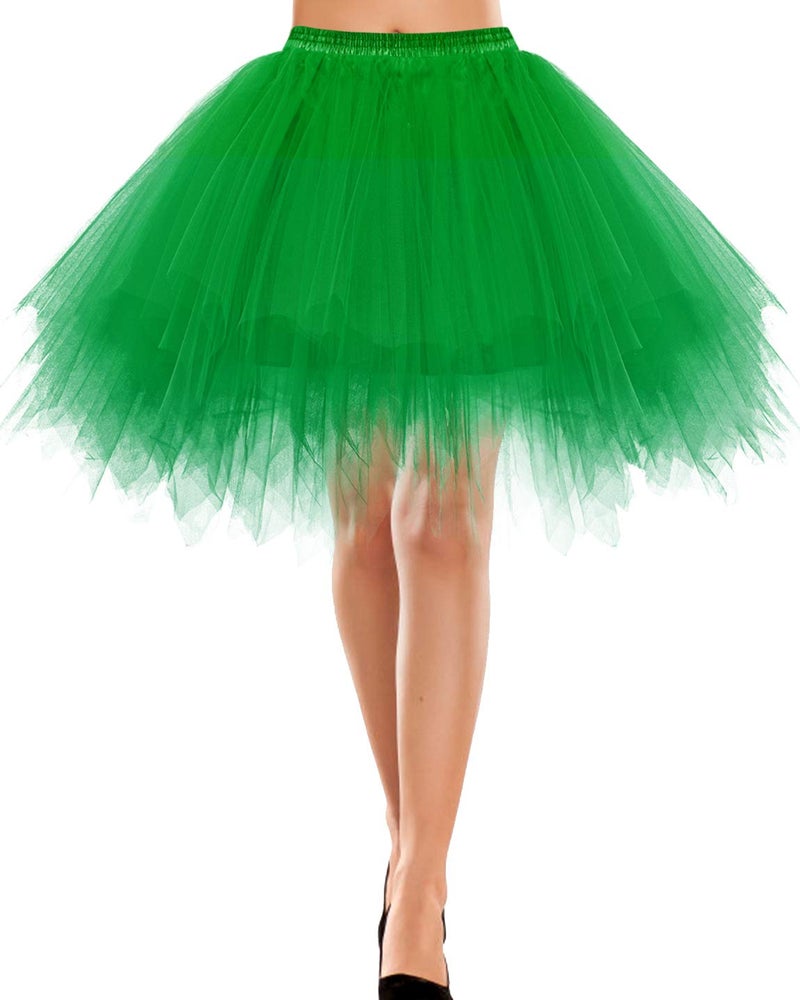 Bbonlinedress Green Tutu for Women Adult Puffy Tulle Skirt for St. Patrick's Day Mardi Gras Cosplay Costume Running Tutu Mini Ballet Dance Skirts Festive Party Accessory Green M