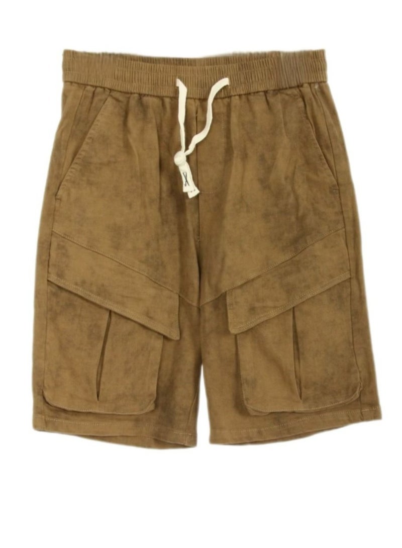الأناقة  شورت كارجو اوفر سايز  مغسول بجيوب امامية - Baggy Short - Image 2