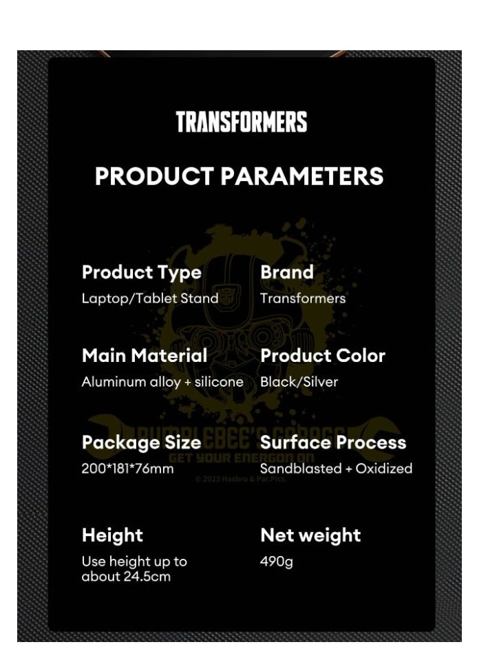 TRANSFORMERS Aluminum Alloy Laptop and Tablet Portable Desk Stand Silver - Image 4