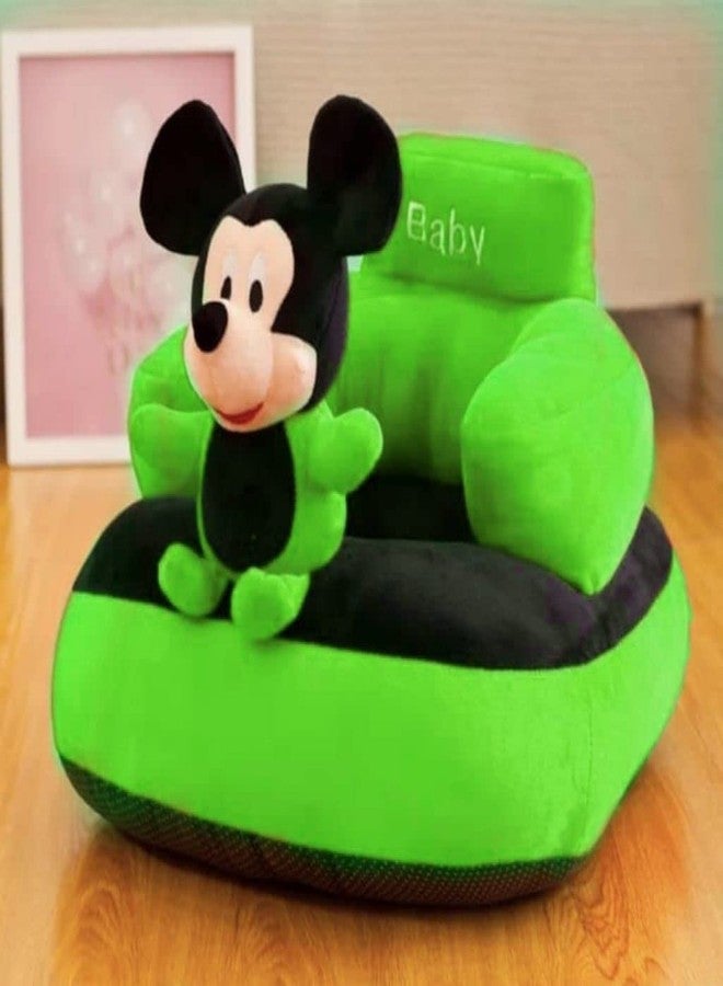 PWI Plush Baby Sitter with Backrest & Cartoon Support | Soft & Safe Seat for 0–2 Years | Lightweight & Portable (Green)