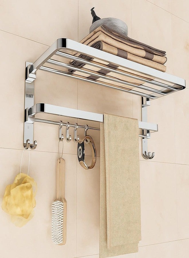 EVANEX EVANEX 24 Inch Folding Rack for Bathroom | 304 Stainless Steel Wall-Mounted Bathroom Towel Stand with Chrome Finish | Space-Saving Folding Bathroom Accessories - Image 1