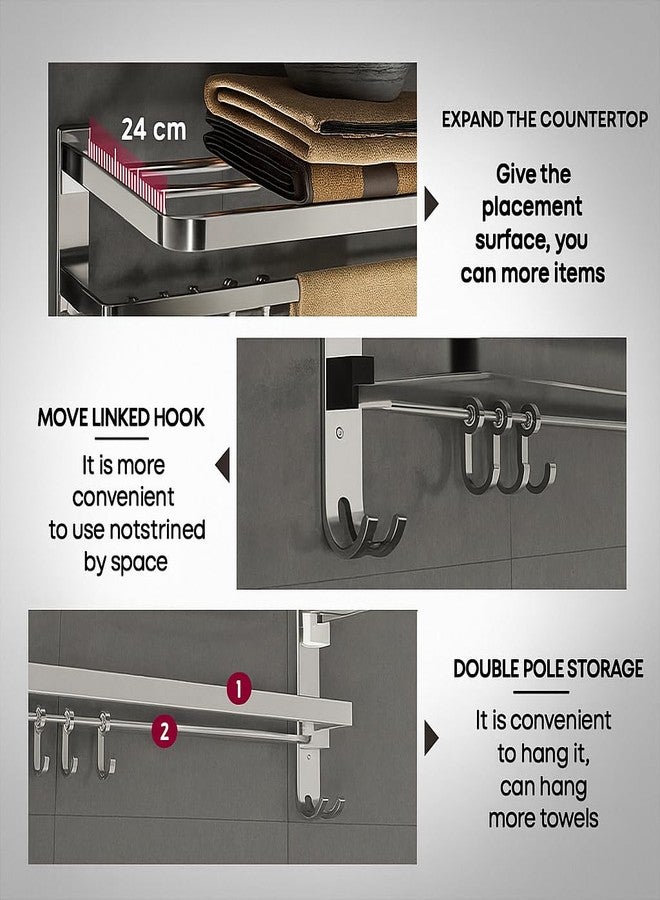 EVANEX EVANEX 24 Inch Folding Rack for Bathroom | 304 Stainless Steel Wall-Mounted Bathroom Towel Stand with Chrome Finish | Space-Saving Folding Bathroom Accessories - Image 4