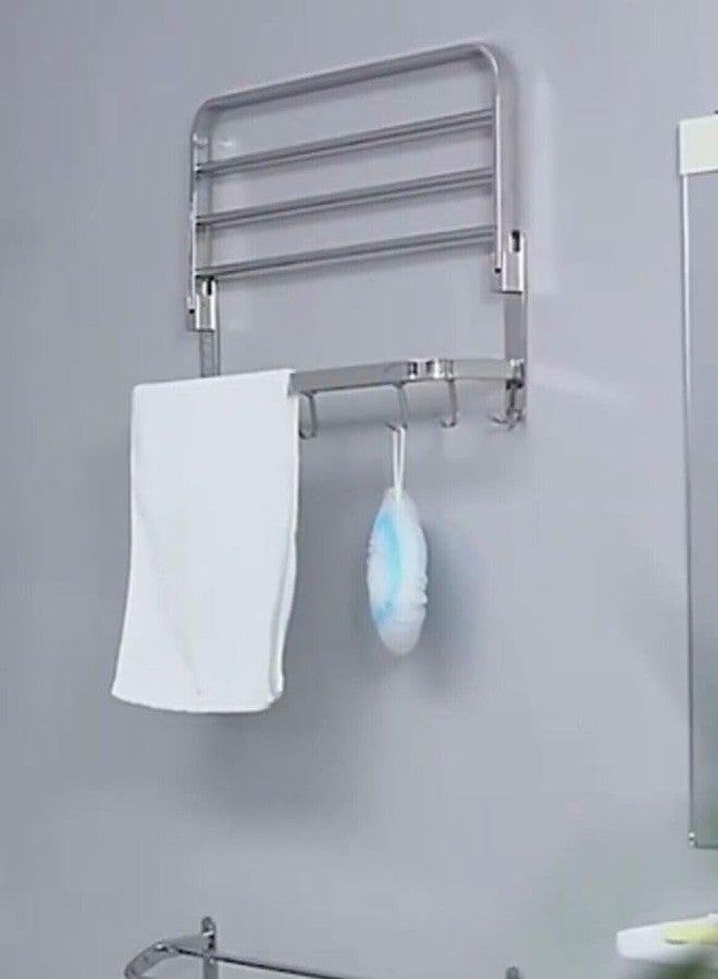 EVANEX EVANEX 24 Inch Folding Rack for Bathroom | 304 Stainless Steel Wall-Mounted Bathroom Towel Stand with Chrome Finish | Space-Saving Folding Bathroom Accessories - Image 5