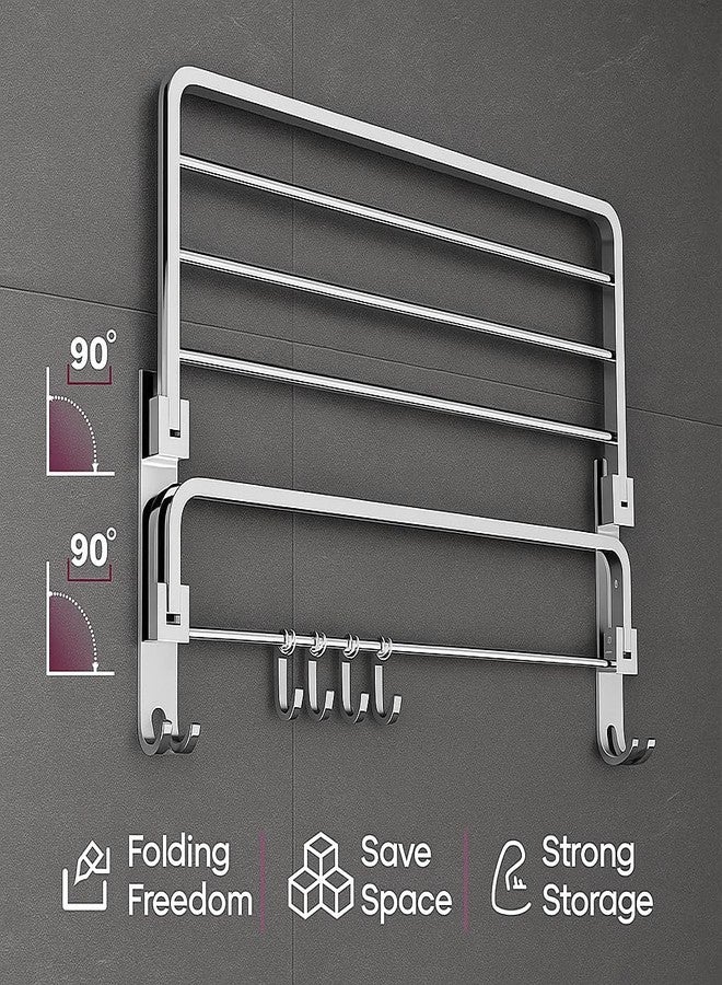 EVANEX EVANEX 24 Inch Folding Rack for Bathroom | 304 Stainless Steel Wall-Mounted Bathroom Towel Stand with Chrome Finish | Space-Saving Folding Bathroom Accessories - Image 3