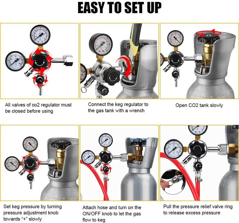 MRbrew Keg CO2 Regulator, Kegerator Regulator CGA-320, 0-60 PSI Working Pressure, 0-3000 PSI Tank Pressure, Beer Regulator, Co2 Tank Pressure Regulator with Safety Pressure Relief Valve - Image 4