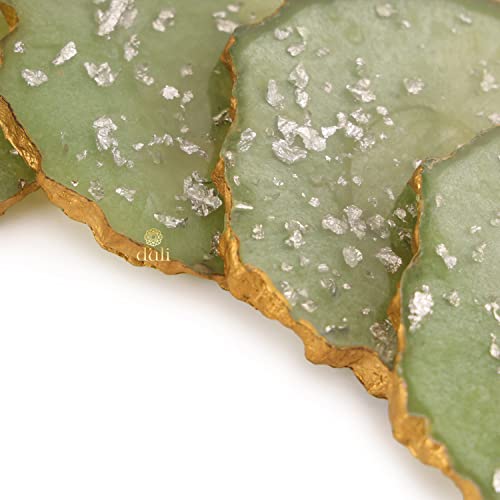 DULI Set of 6 Premium Oval Shape Resin Coasters Tea,Coffee Coasters,Tea Coasters, Coffee Coasters, Chai Pyali (10 * 8 cm) (ResinCoasters: OliveFlakes) - Image 5