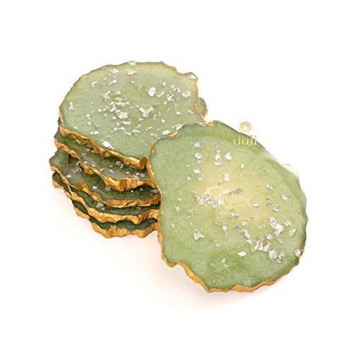 DULI Set of 6 Premium Oval Shape Resin Coasters Tea,Coffee Coasters,Tea Coasters, Coffee Coasters, Chai Pyali (10 * 8 cm) (ResinCoasters: OliveFlakes) - Image 3